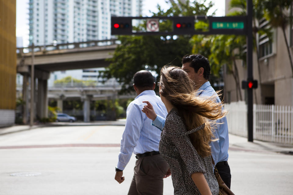 People Walking Downtown Miami